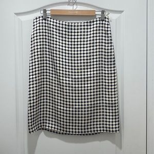 Banana Republic Factory Store Size 6 100% Silk Pencil Skirt Dark Navy Polka Dot